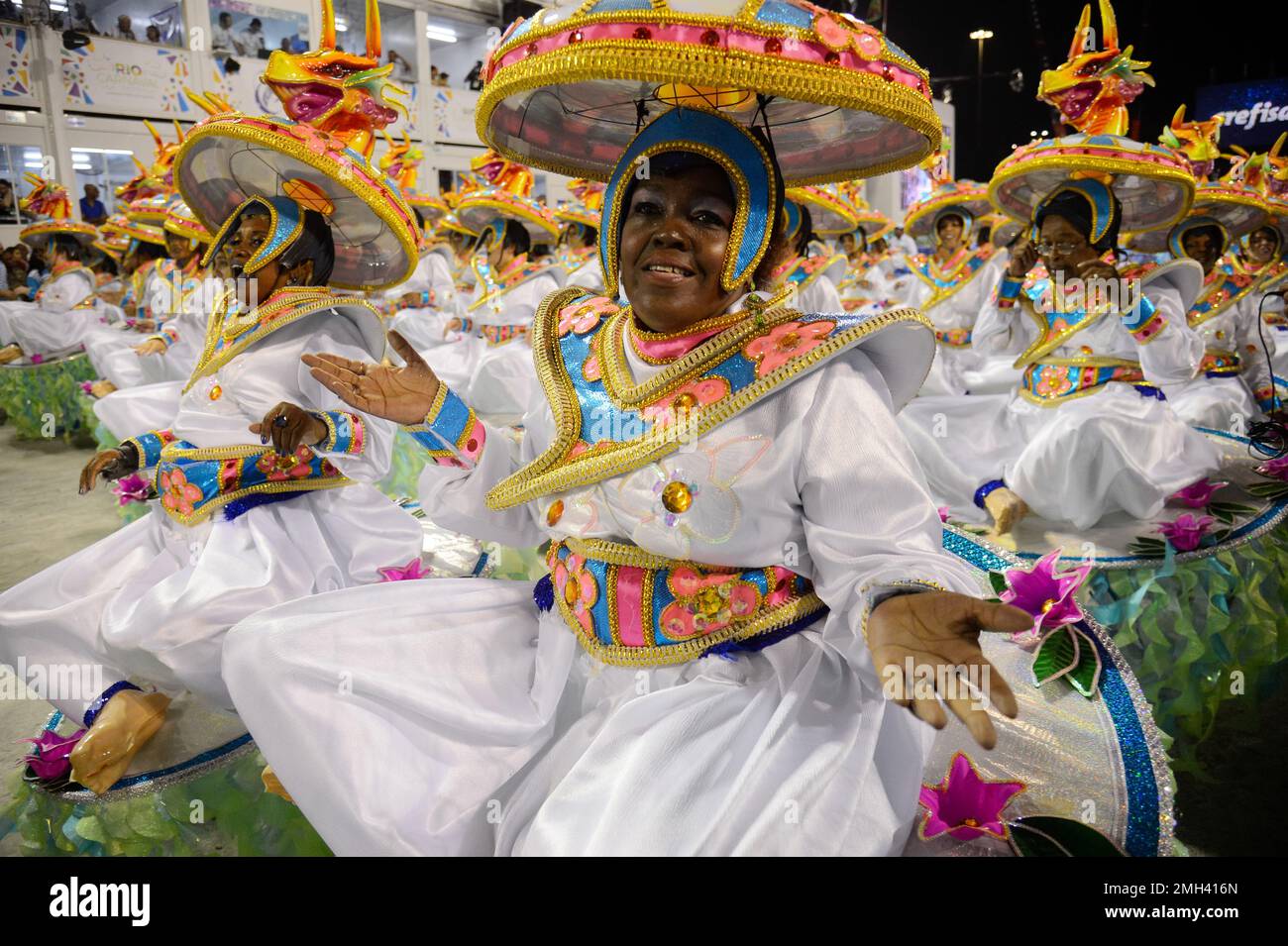 Rio de Janeiro Carnival Portela samba school parade. Revellers ...
