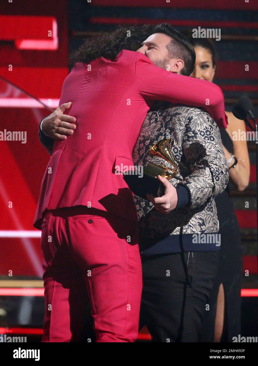 Dan Smyers, left, and Shay Mooney, of Dan + Shay, accept the award for ...