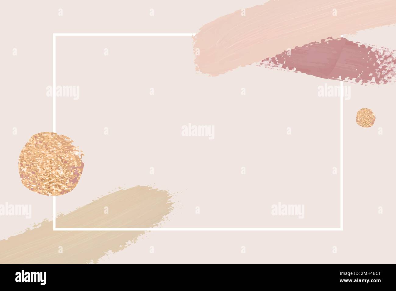 White frame with brushstrokes on pink background vector Stock Vector