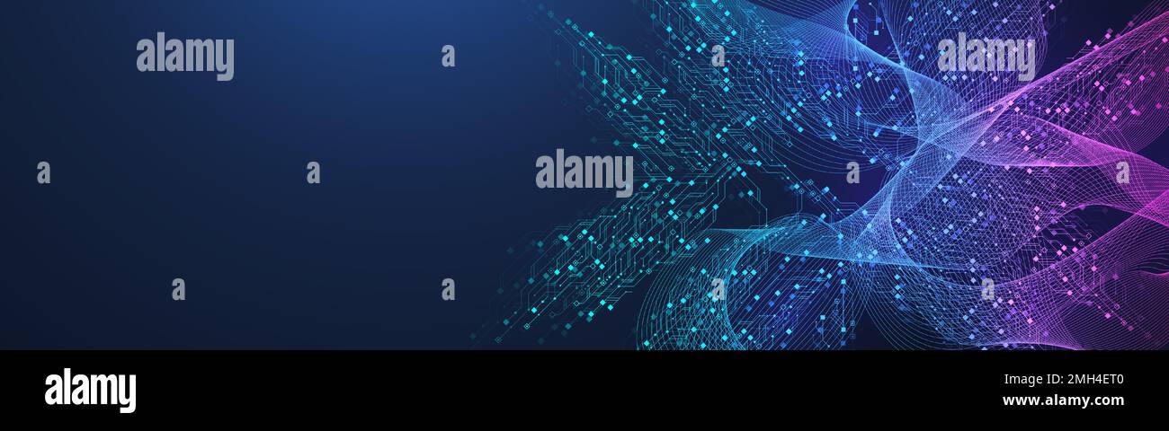 Quantum computer technologies concept. Futuristic blue circuit board background vector. Modern technology circuit board texture background design Stock Vector