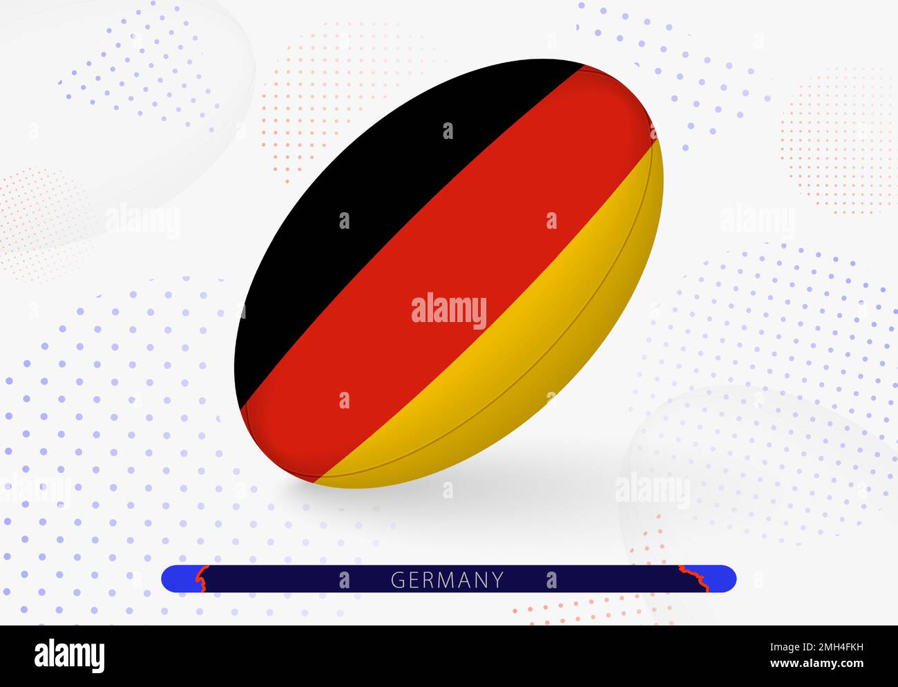 Rugby ball with the flag of Germany on it. Equipment for rugby team of