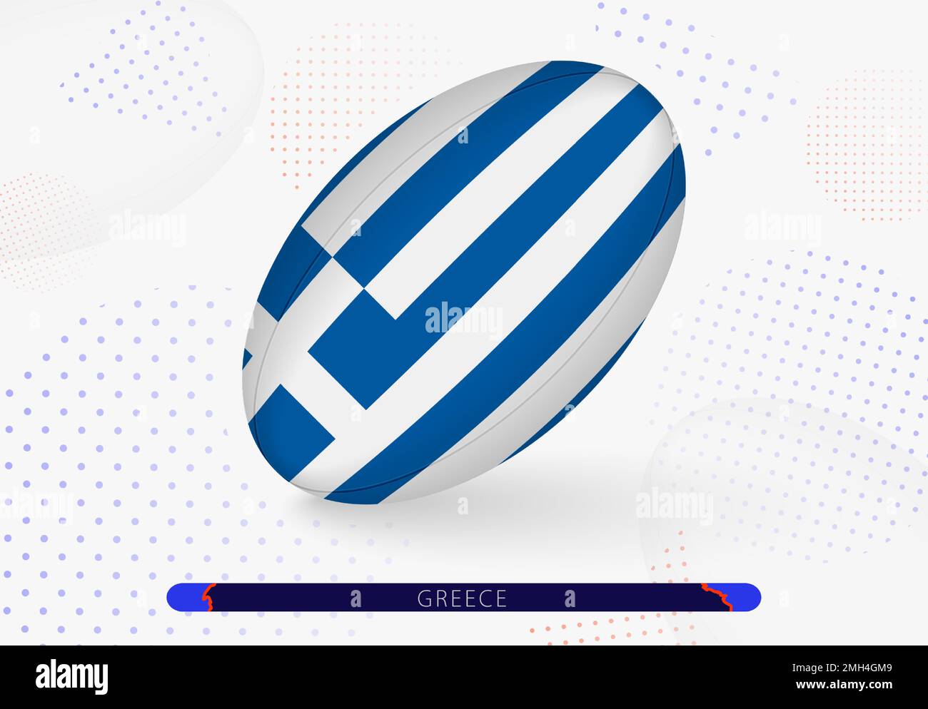 Rugby ball with the flag of Greece on it. Equipment for rugby team of Greece. Vector sport