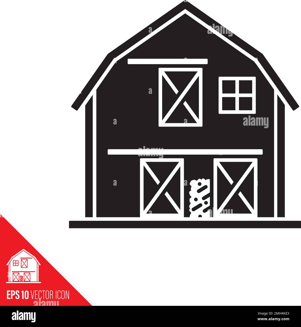 Traditional American barn vector glyph icon. Agricultural building