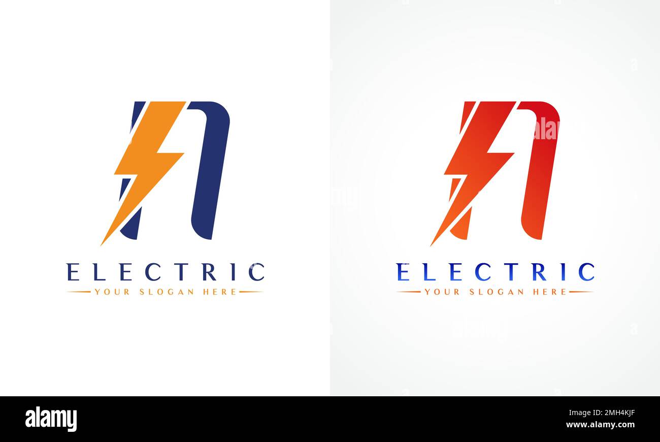 N Letter Logo With Lightning Thunder Bolt Vector Design. Electric Bolt Letter N Logo Vector Illustration. Stock Vector
