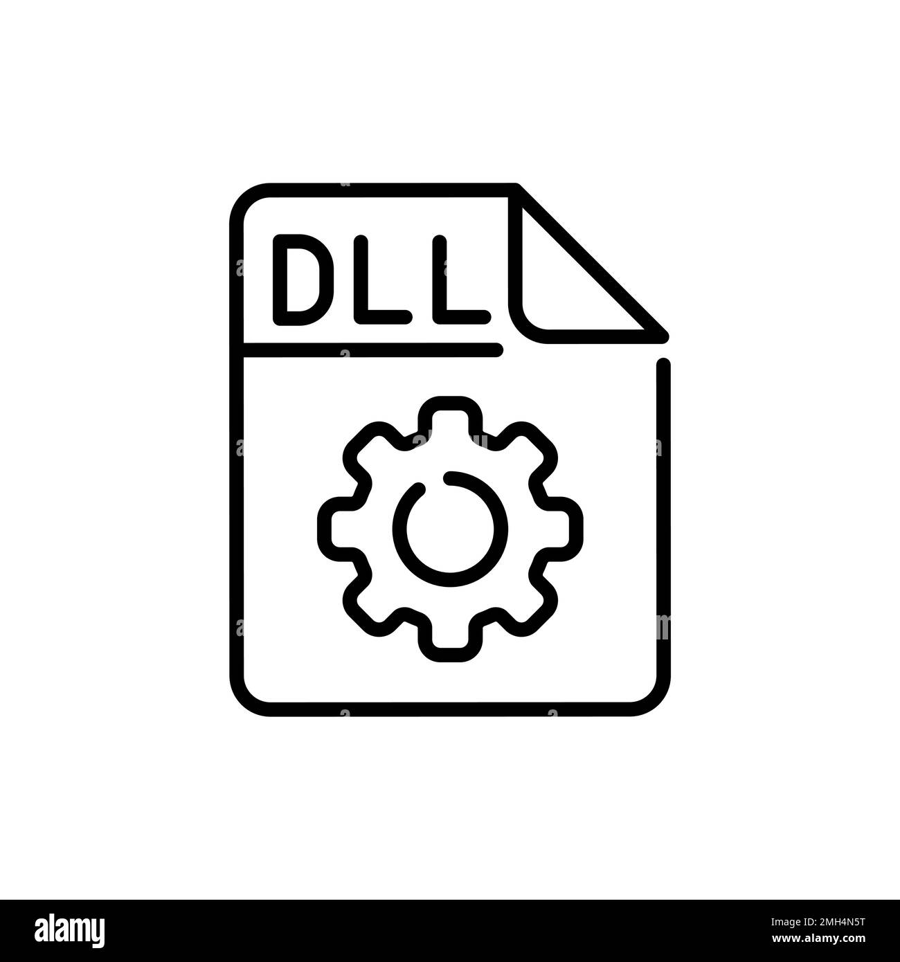 DLL file color line icon. Format and extension of documents. Stock Vector