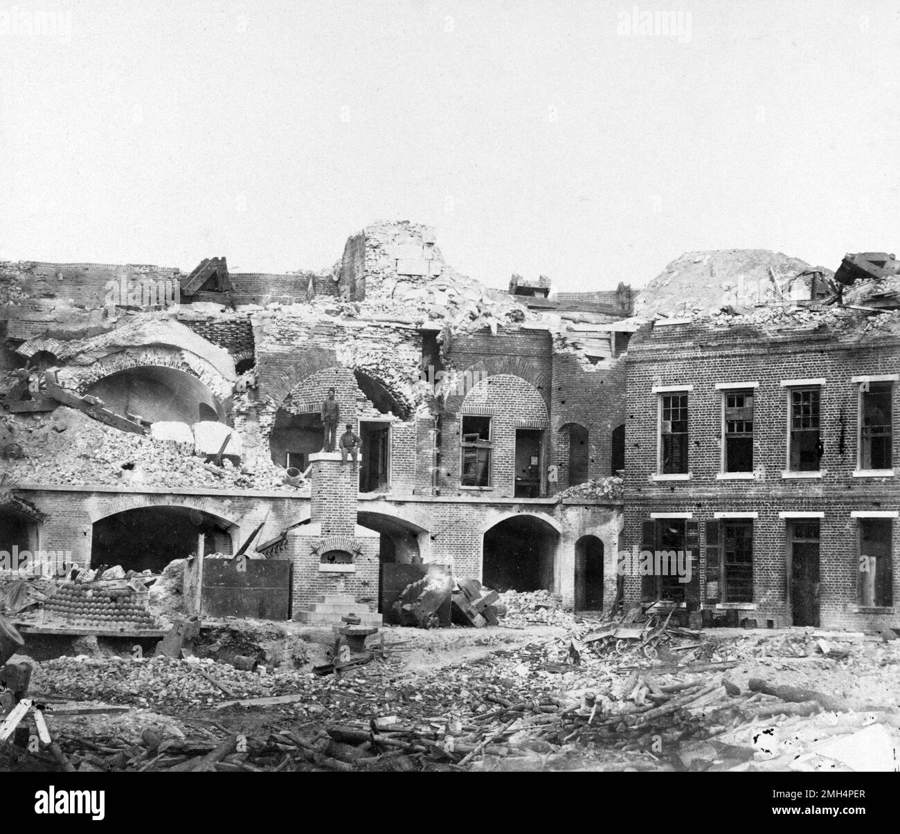 The ruins of Fort Sumter after is capture by the Confederate Army. The Confederate bombardment and capture of Fort Sumter was the opening battle in the American Ciil War. Stock Photo