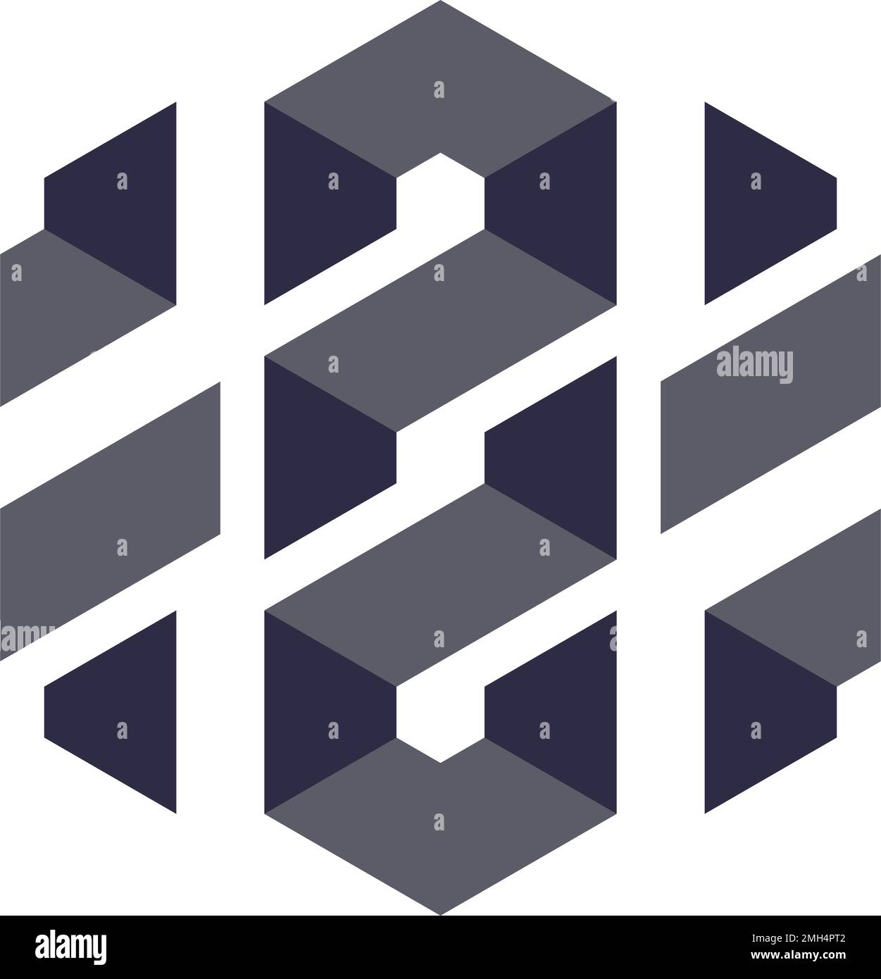Hexagonal Triangles Logo illusion generative pattern illustration Stock ...