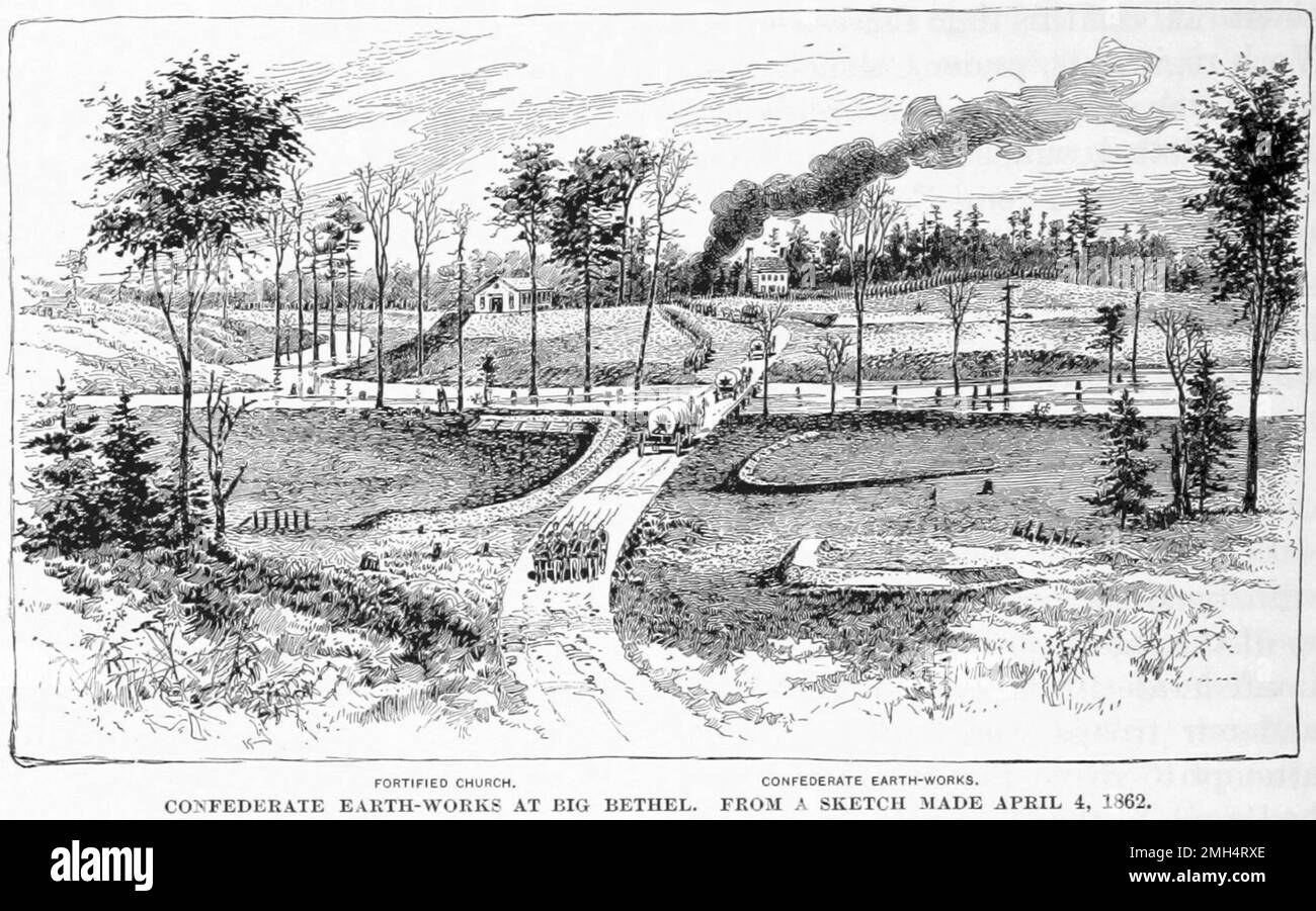 Confederate earthworks at Big Bethel (or sometimes Great Bethel) during the American Civil War Stock Photo