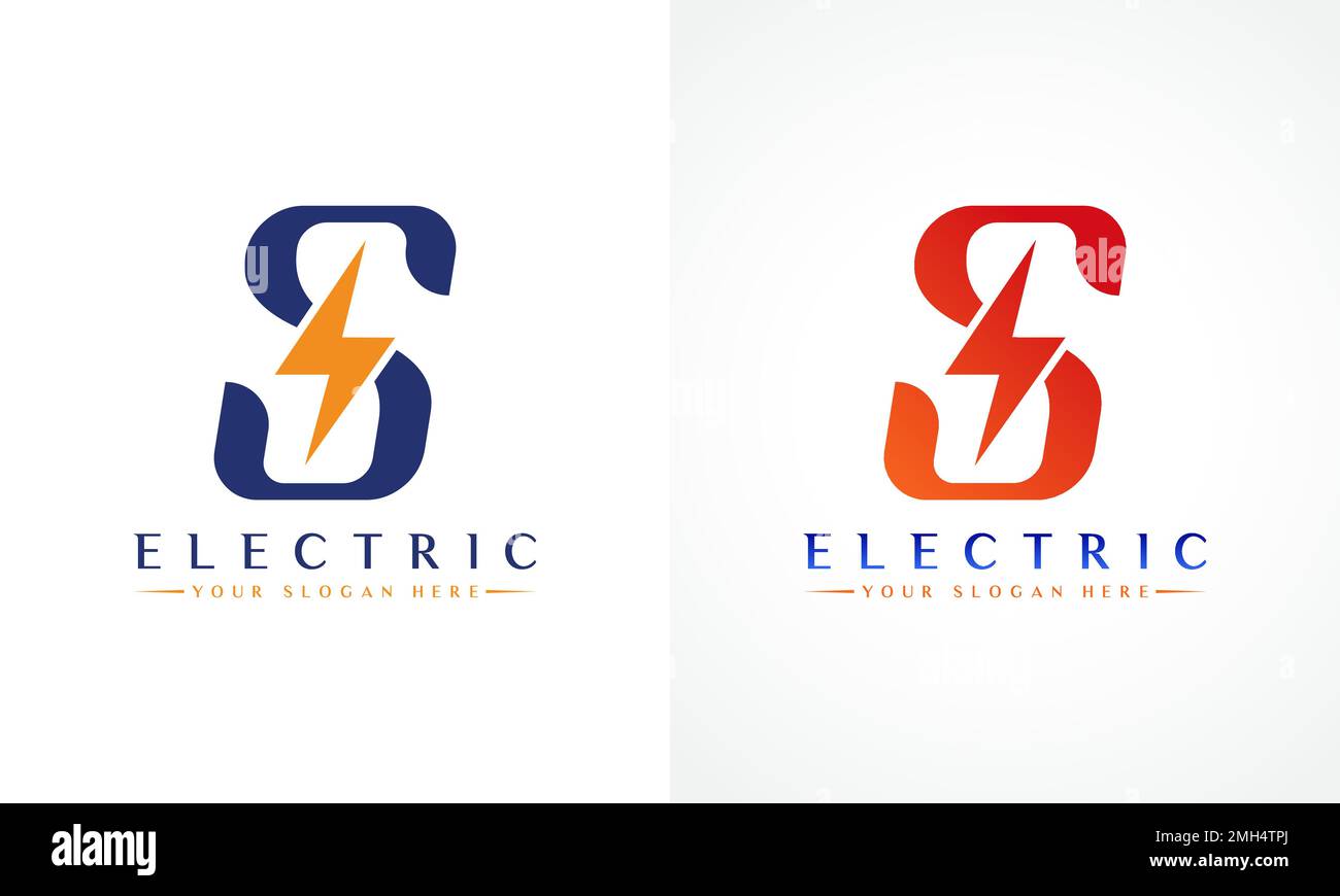 S Letter Logo With Lightning Thunder Bolt Vector Design. Electric Bolt Letter S Logo Vector Illustration. Stock Vector
