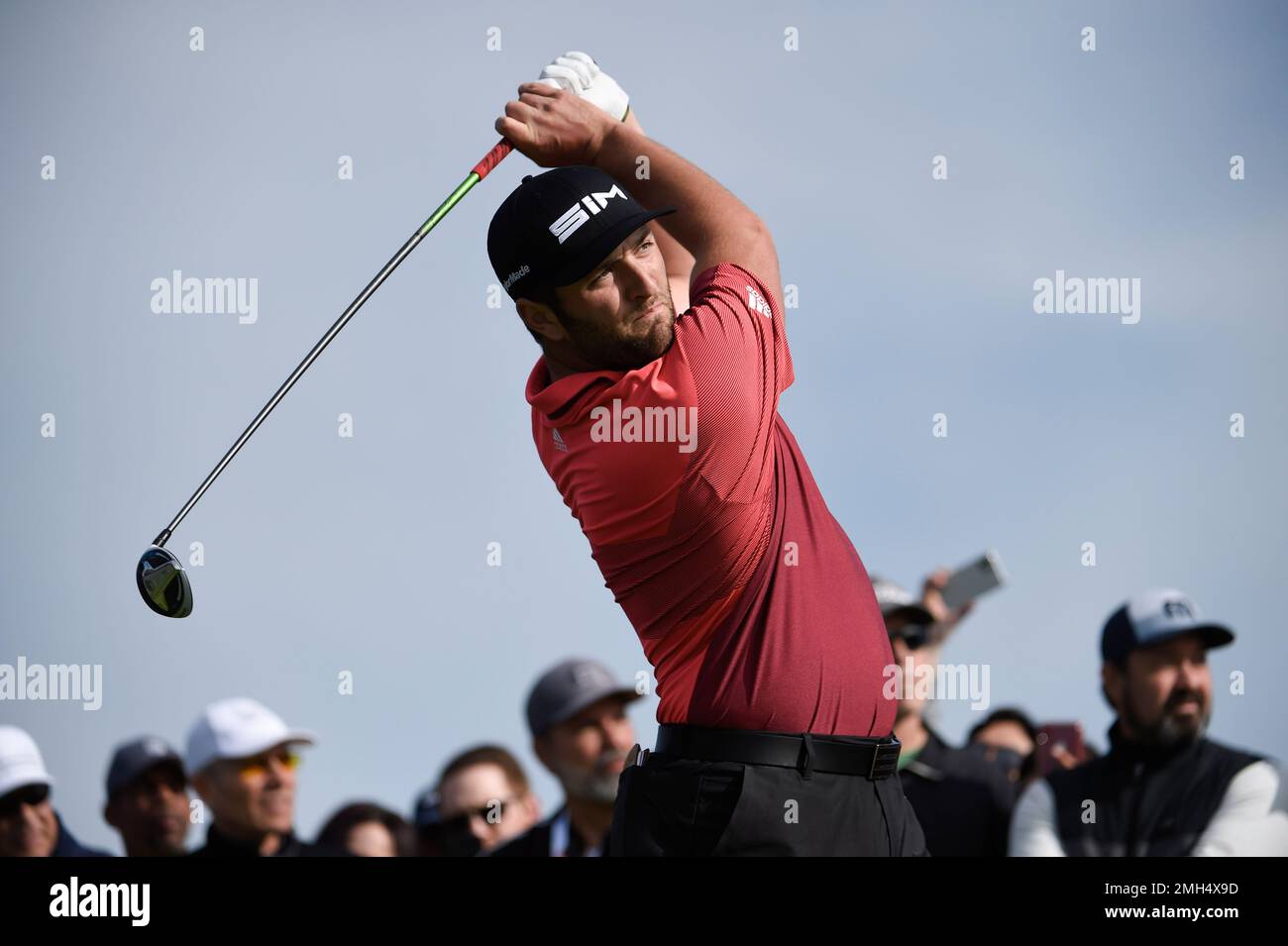 John Rahm of Spain hits his tee shot on the second hole of the South