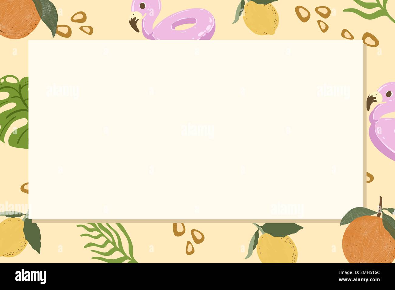 Summer Border Rectangle Tropical summer rectangle frame on a beige background vector Stock ...
