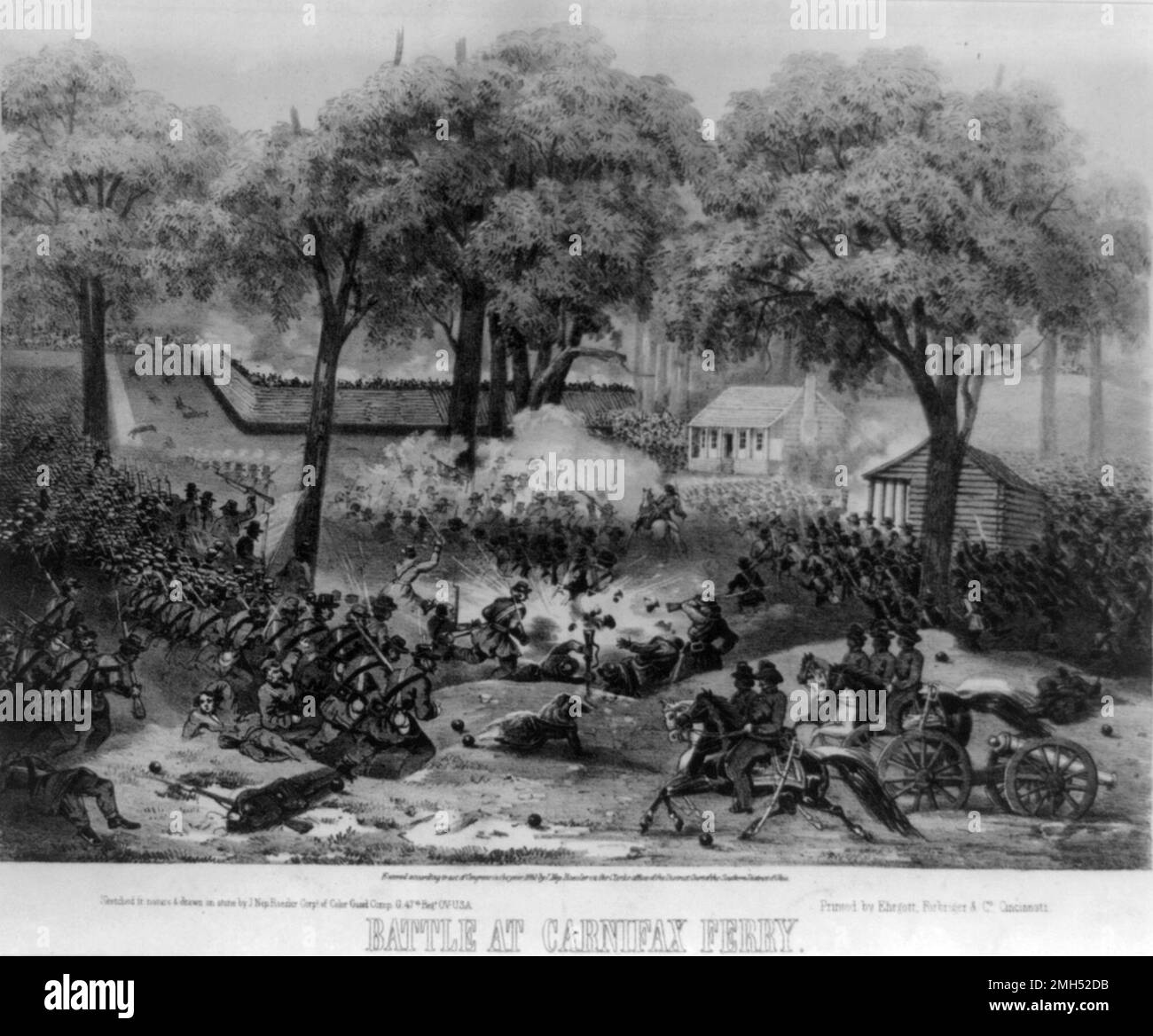 The Battle of Carnifax Feryy was a battle in the American Civil War. It took place on September 10, 1861 in West Virginia. It was won by the Unionist forces, with the Confederate forces retreating across the Gauley River. Stock Photo