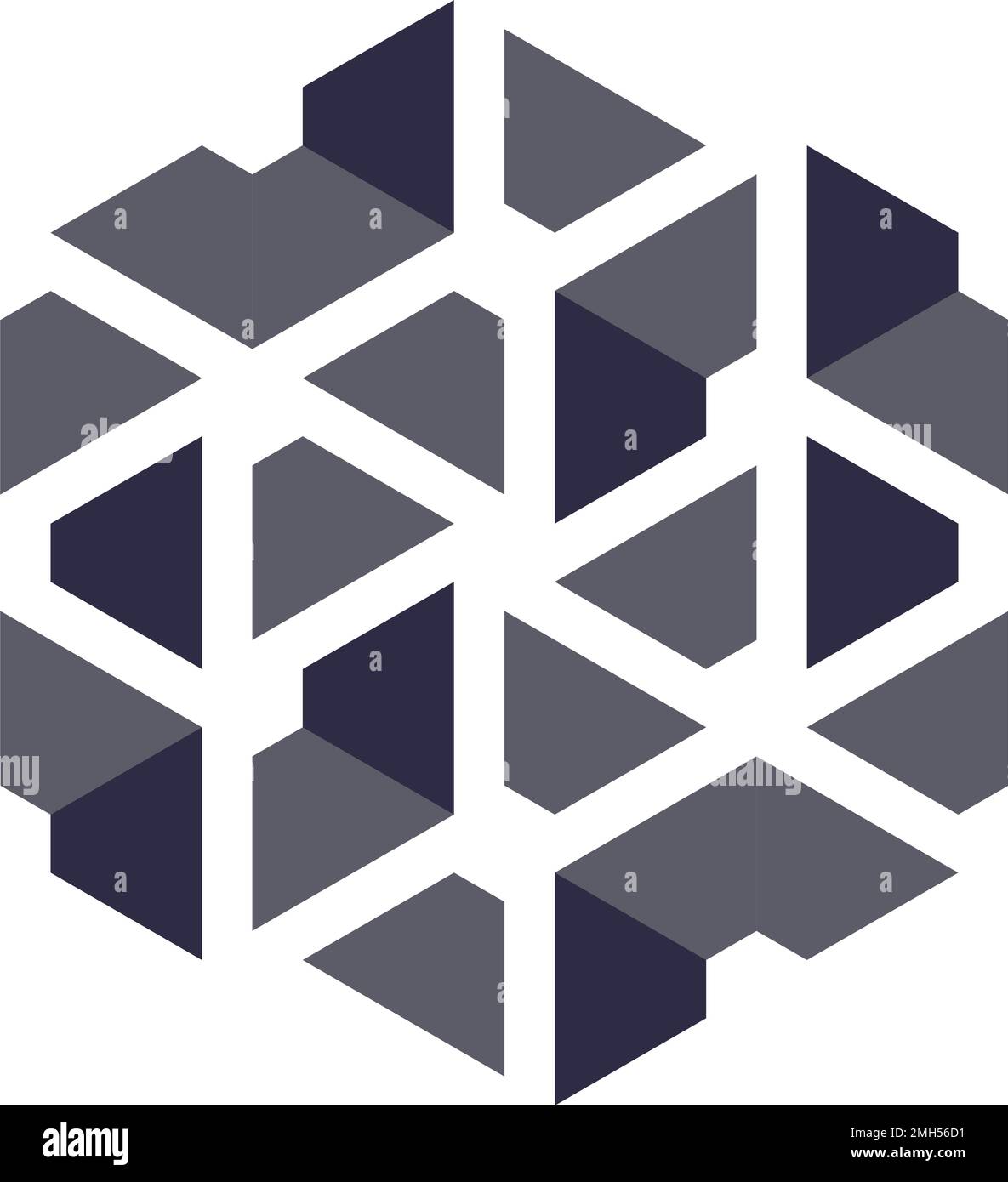 Hexagonal Triangles Logo illusion generative pattern illustration Stock ...