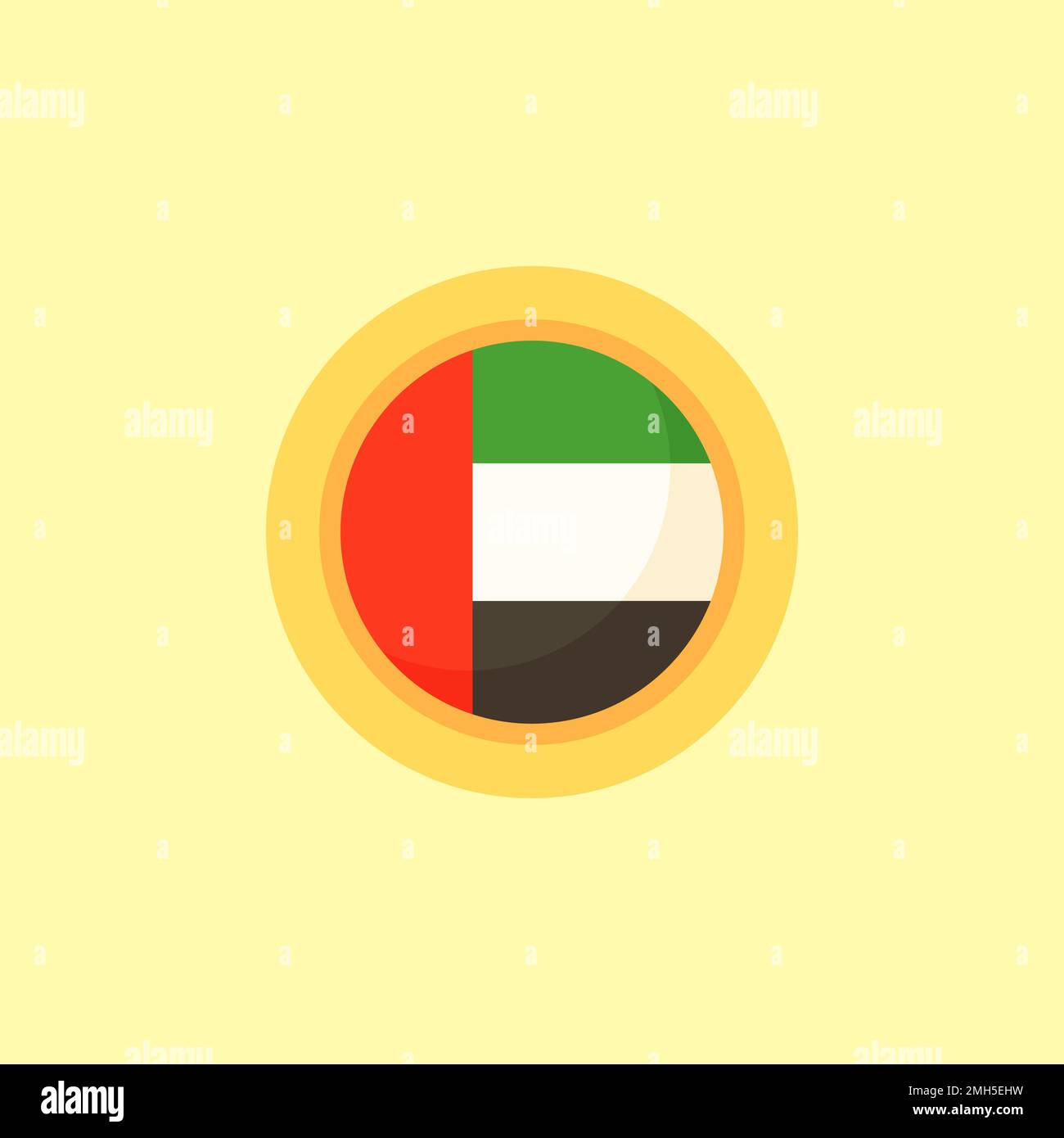 Flag of United Arab Emirates (UAE) with round frame. Flat design style ...