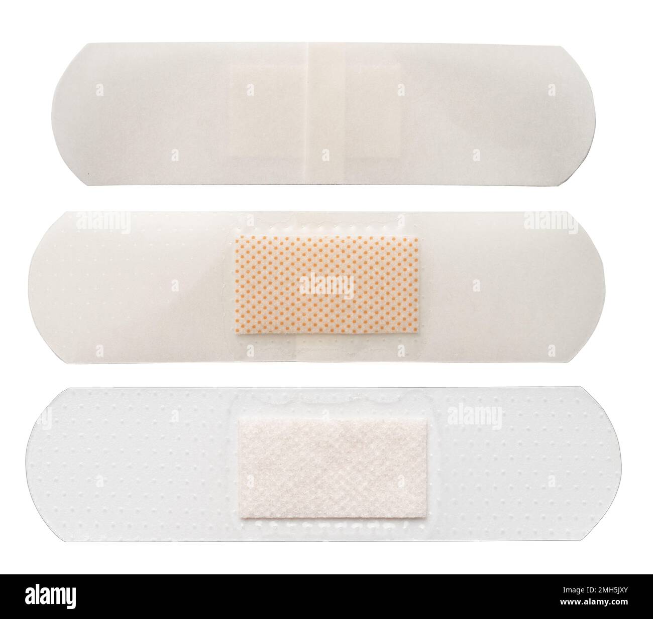 Different type of medical band isolated on white studio background