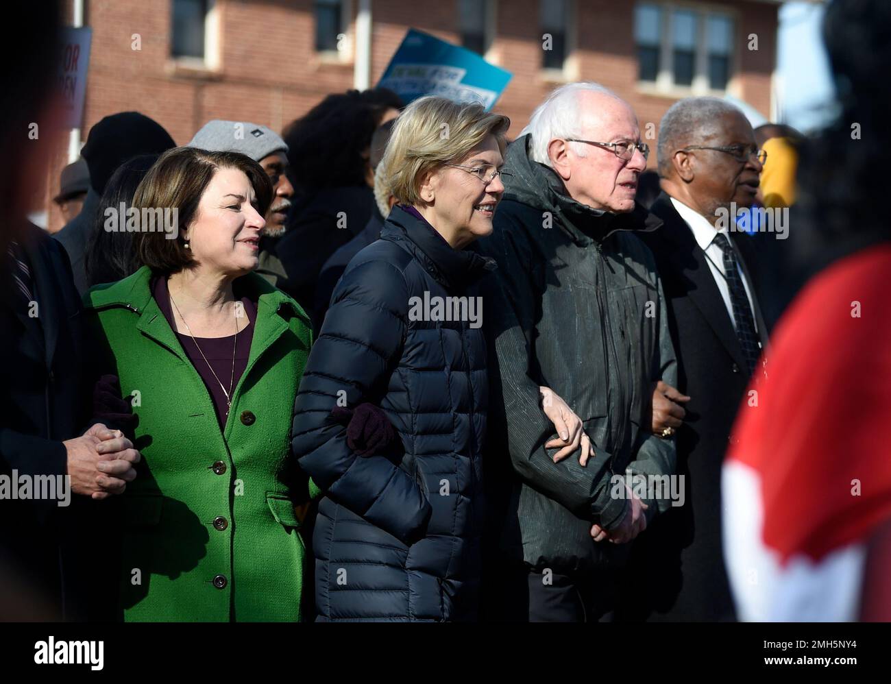 Democratic presidential rivals Amy Klobuchar, Elizabeth Warren and