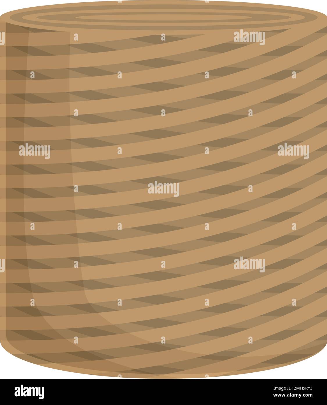 Big rope basket icon cartoon vector. Nautical decoration. Tied braid ...