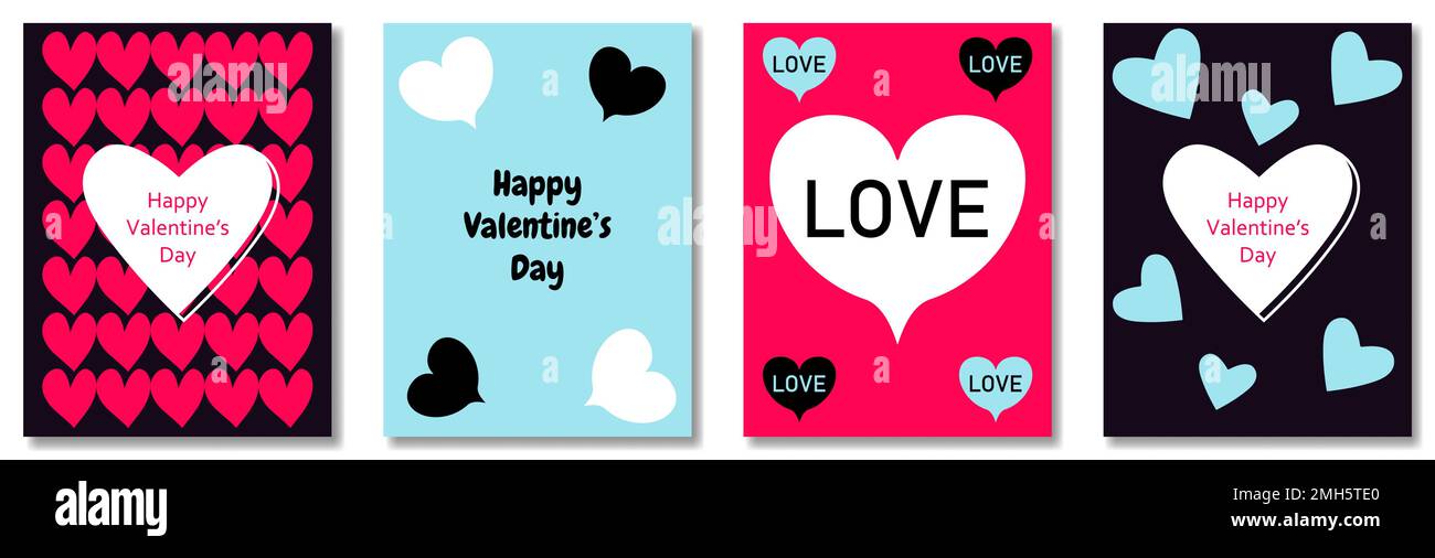 Happy Valentines Day poster set. Vector illustration, EPS10 Stock Vector