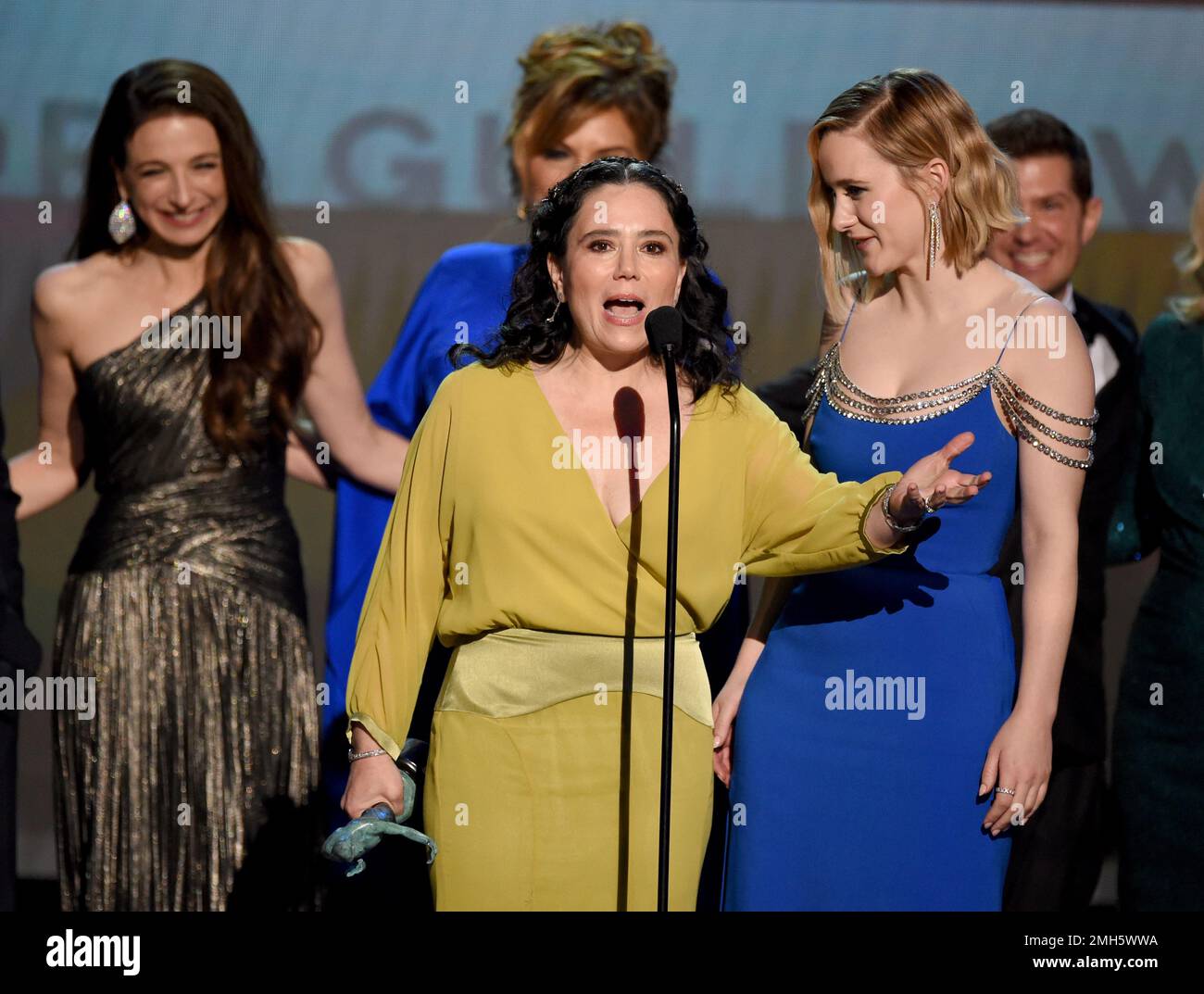 Alex Borstein, front left, and Rachel Brosnahan accept the award for