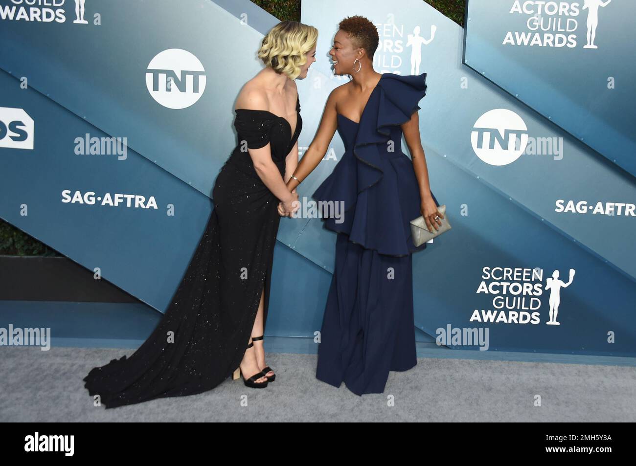 Lauren Morelli, left, and Samira Wiley arrive at the 26th annual Screen