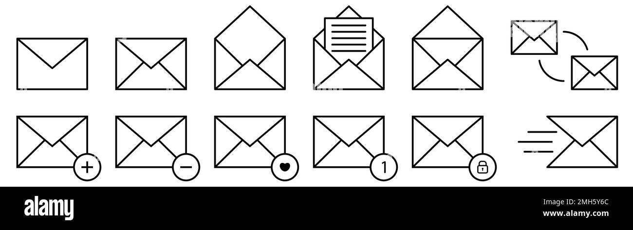 Set of mail icons. Email envelope collections. Vector illustration ...