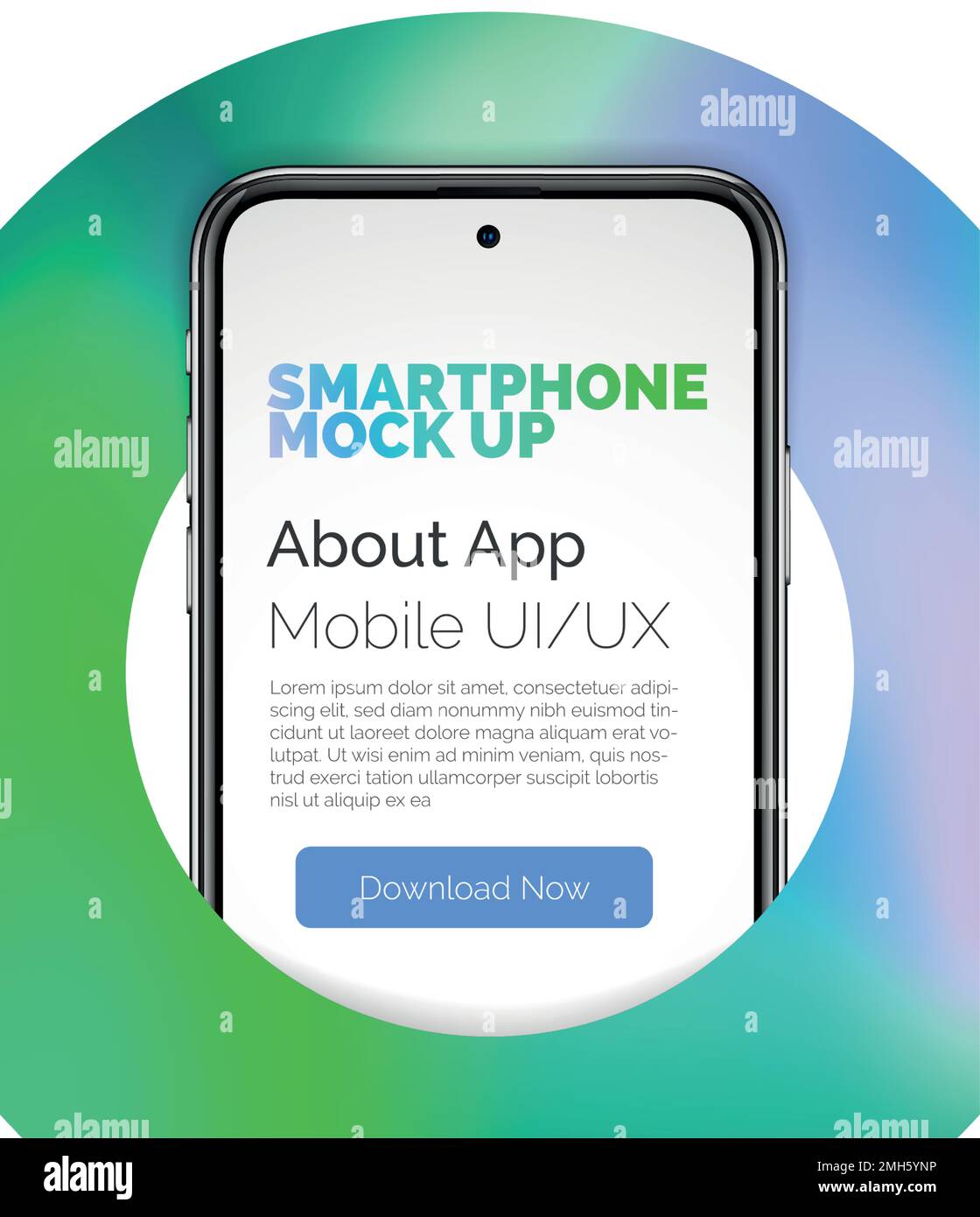 Smart phone frame with presentation screen. Template with white