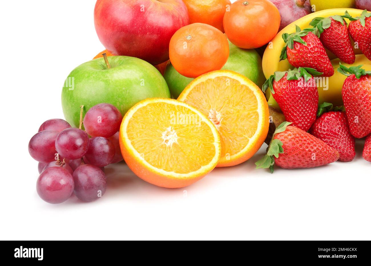 fresh fruits isolated on a white Stock Photo