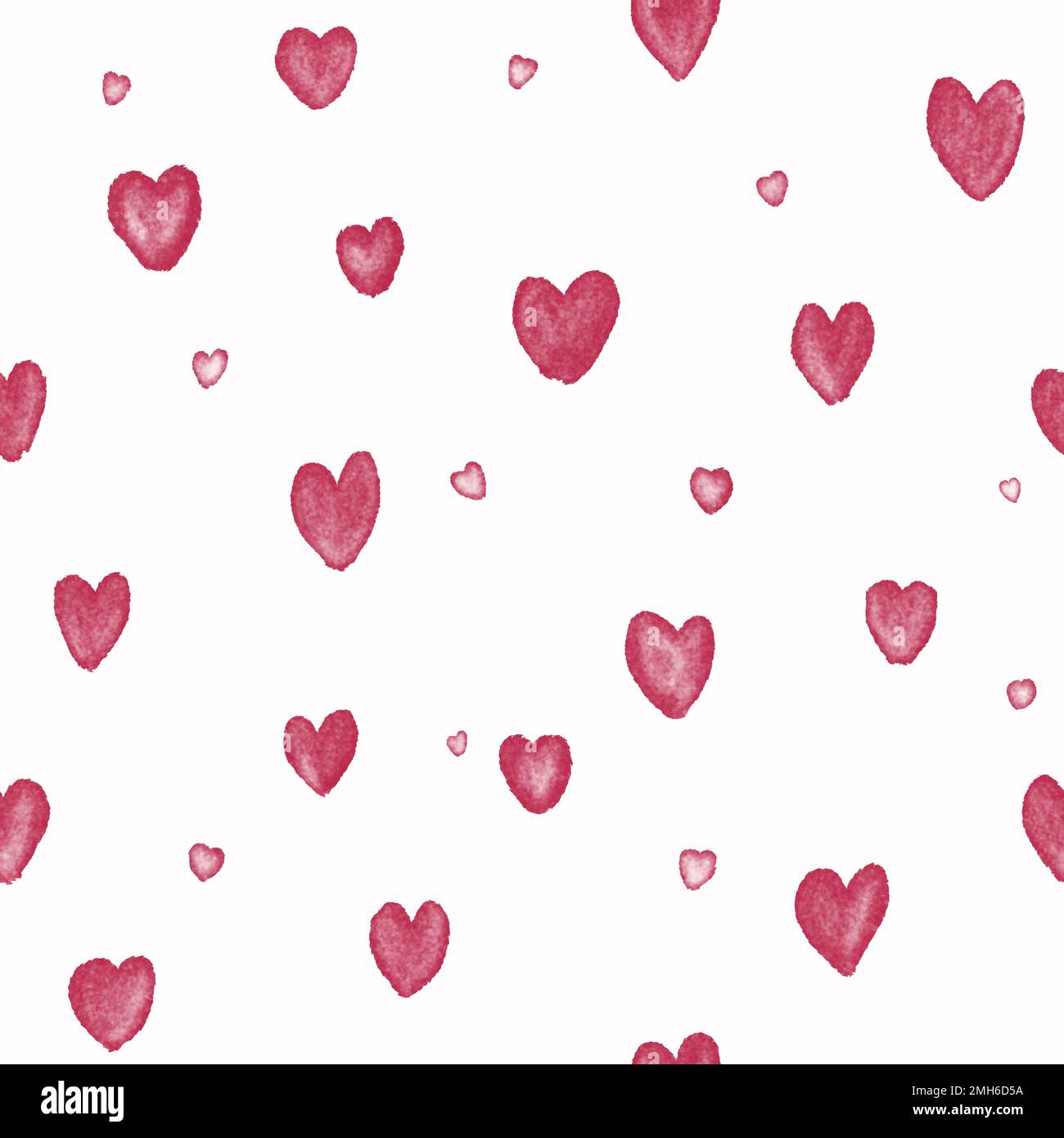 Heart shape seamless pattern. Valentine hand drawn watercolor pattern ...
