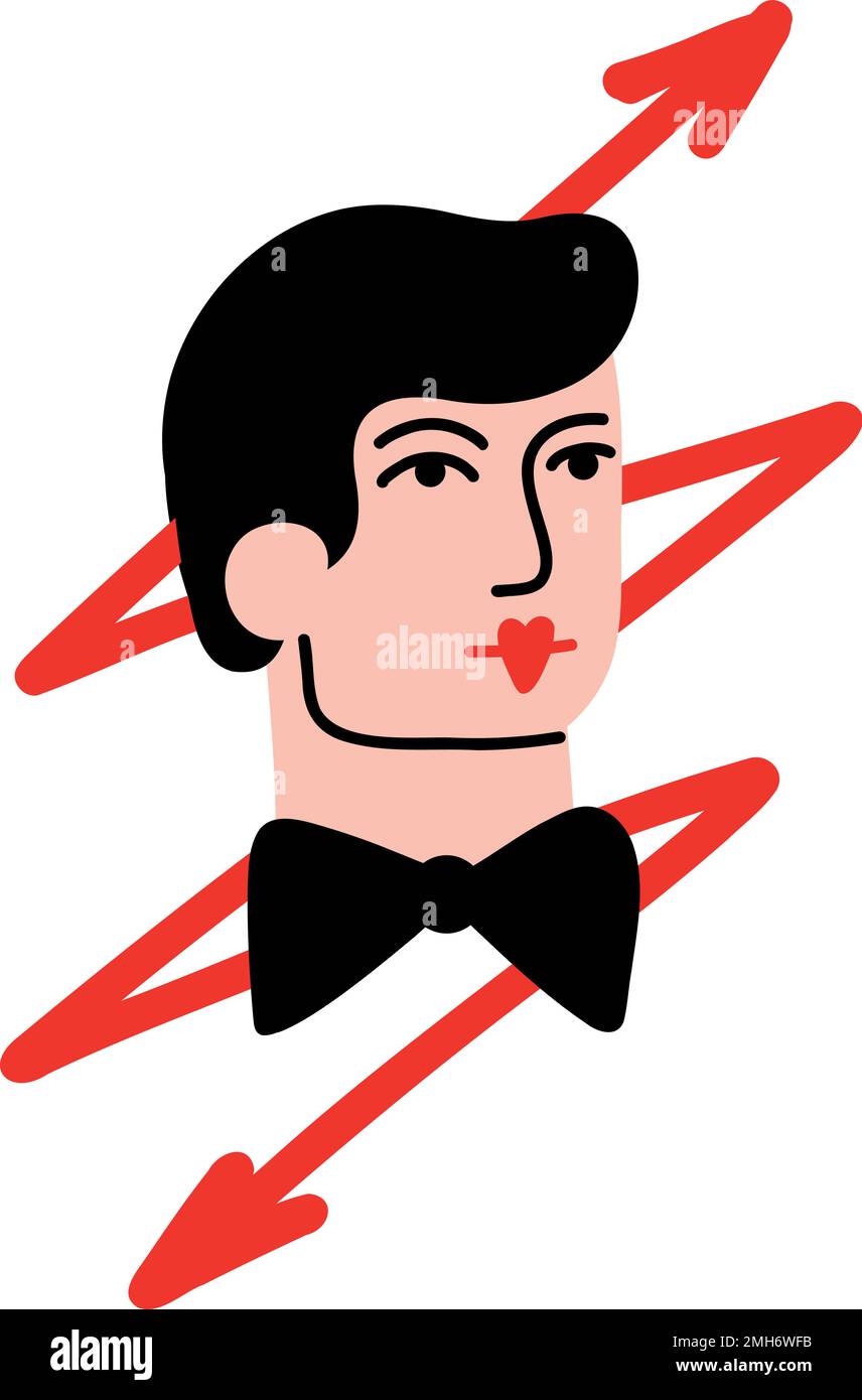 Playing card with Jack. Valentines Day illustration in modern groovy doodle style Stock Vector