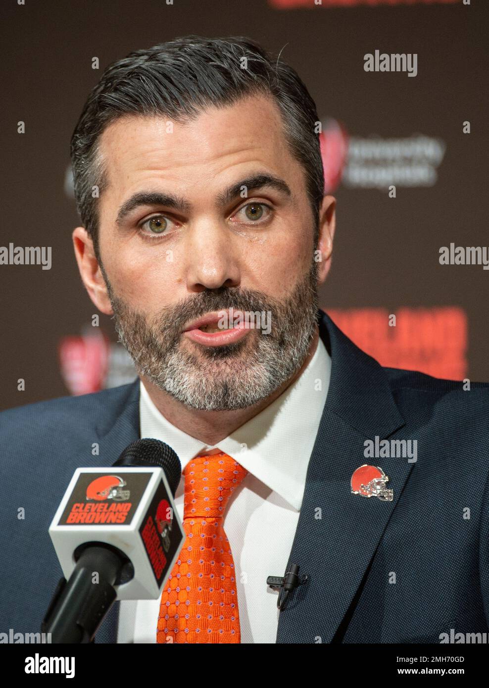 Cleveland Browns new NFL football head coach Kevin Stefanski answers a