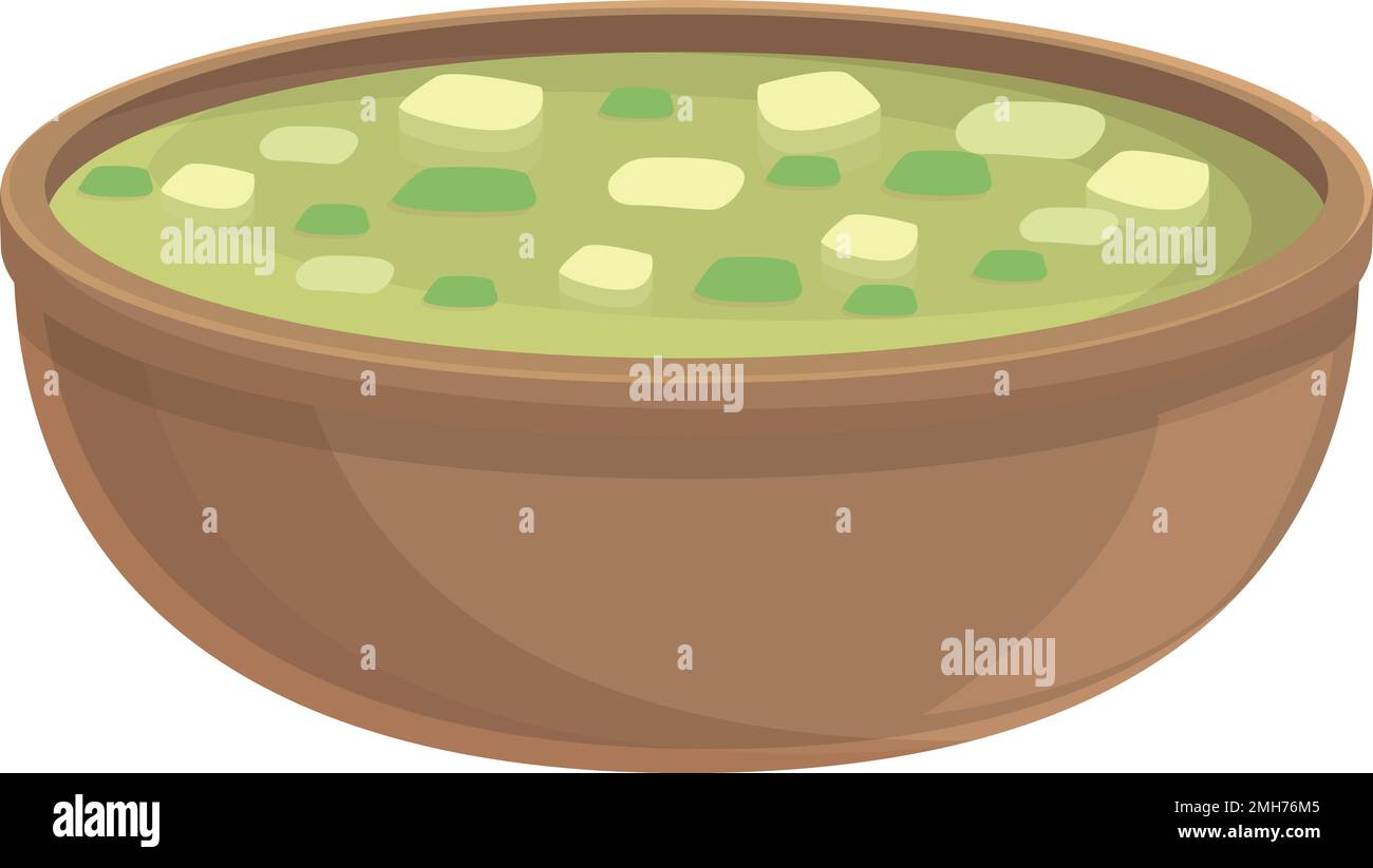 Green soup icon cartoon vector. Rice food. Prawn menu Stock Vector