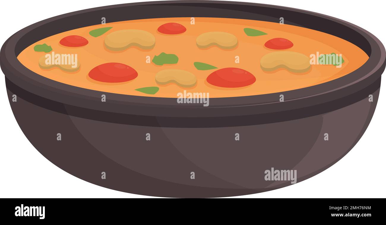 Eat soup icon cartoon vector. Dish food. Korean meal Stock Vector