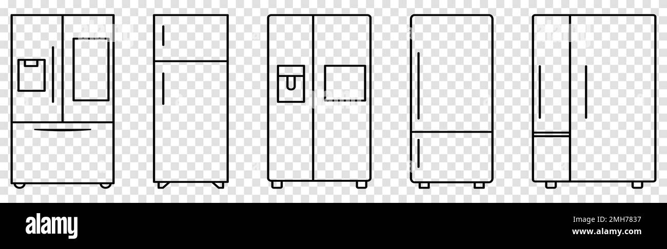 Fridge line icons set. Freezer storage, refrigerator symbols. Vector illustration isolated on transparent background Stock Vector