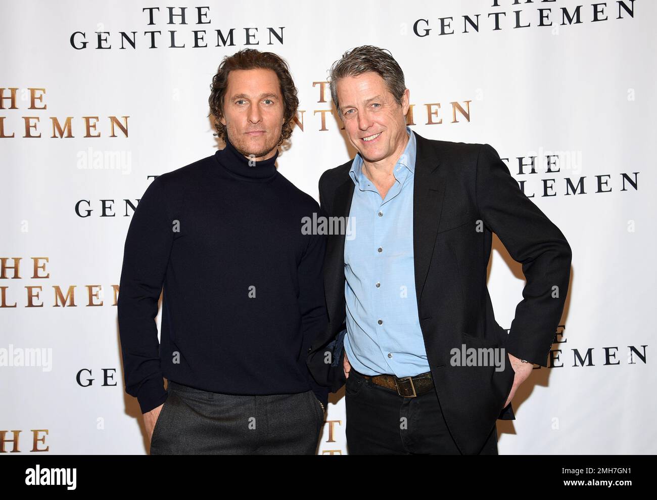 Actors Matthew McConaughey, left, and Hugh Grant pose together during