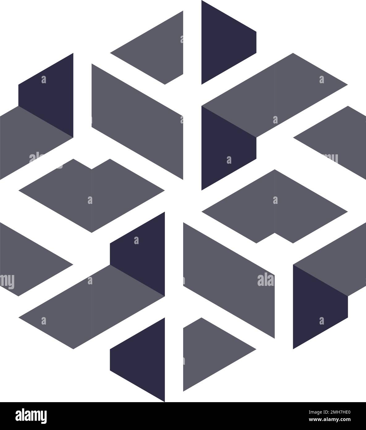 Hexagonal Triangles Logo illusion generative pattern illustration Stock ...