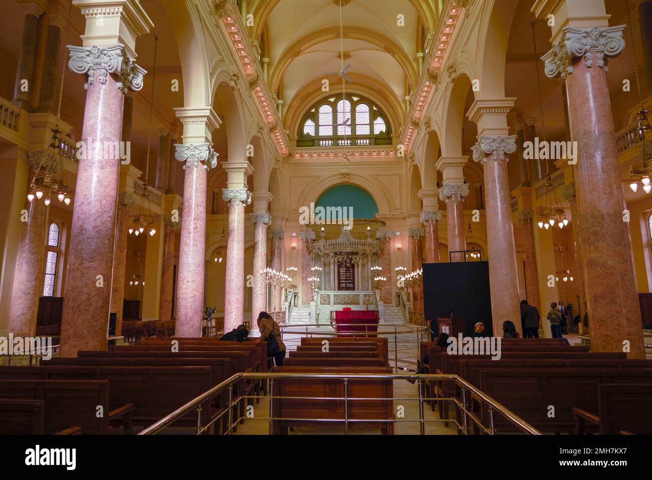 People visit Eliyahu Hanavi synagogue in Alexandria, Egypt, Friday, Jan