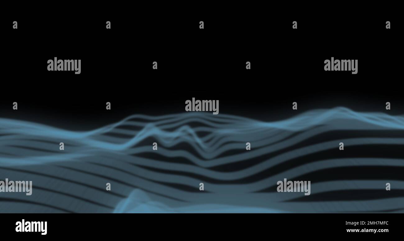 Image of layers of blue lines on black background Stock Photo Alamy