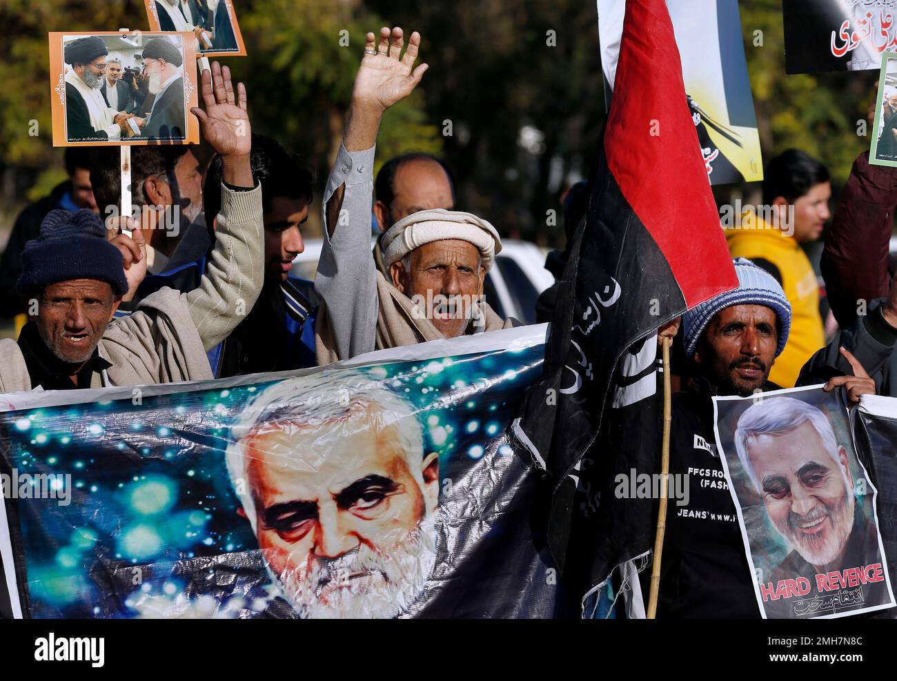 Pakistani Shiite Muslims chant slogans during a demonstration against ...