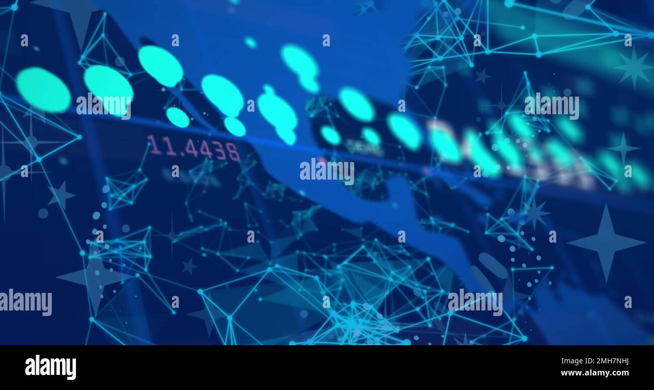 Composition of data processing over world map Stock Photo - Alamy