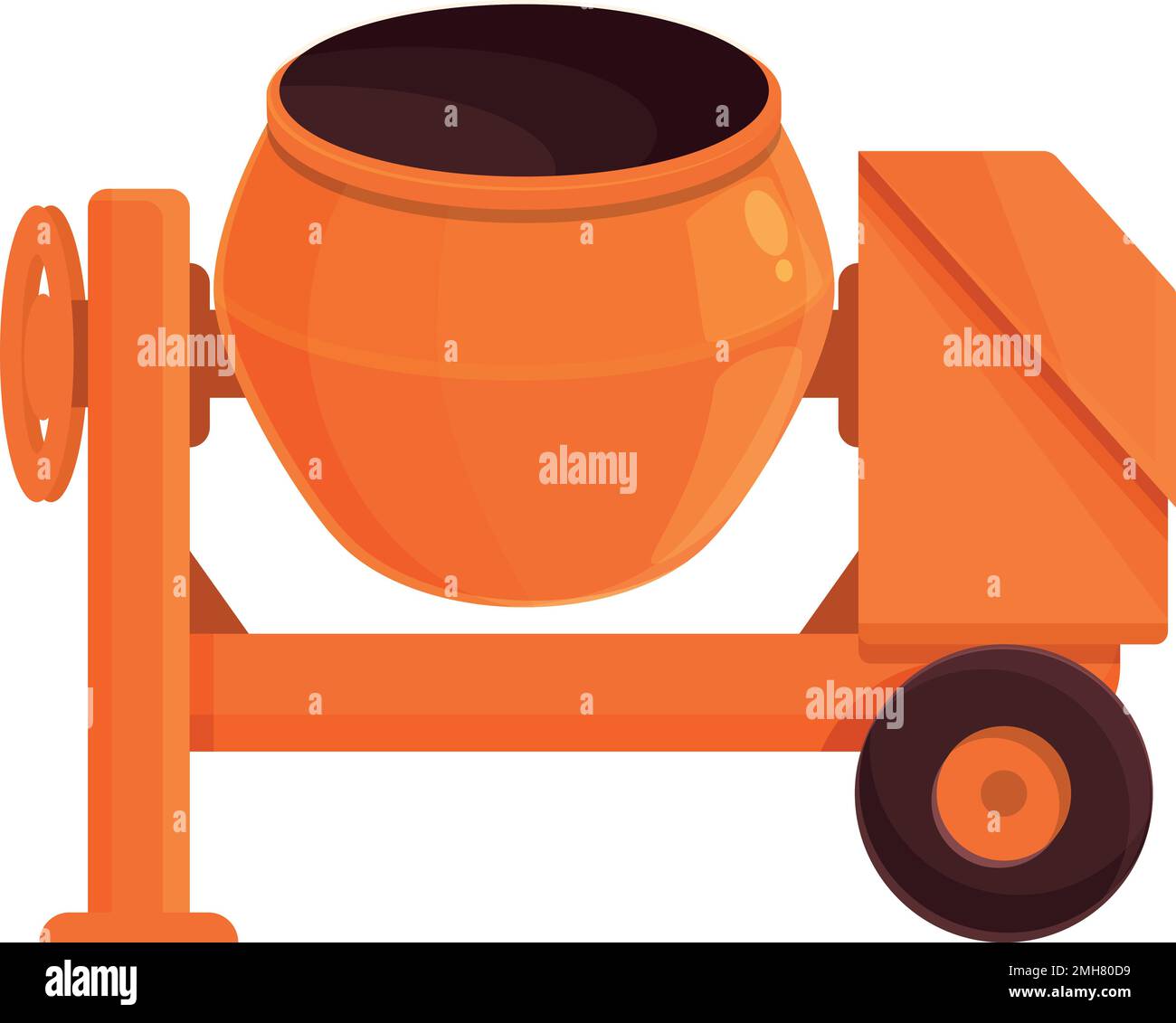 Orange cement mixer icon cartoon vector. Concrete machine. Work tool