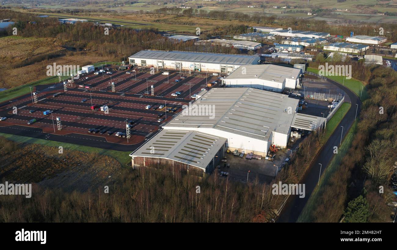 Aerial drone view of Westway Retail Park Cumbernauld Stock Photo Alamy