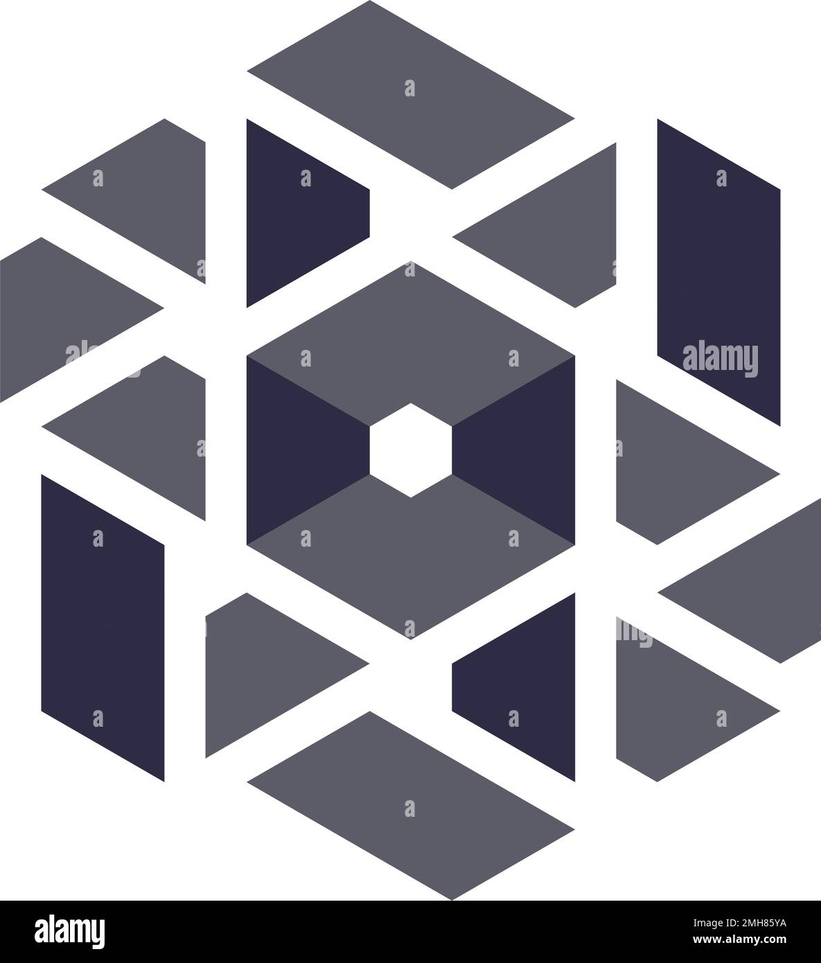 Hexagonal Triangles Logo illusion generative pattern illustration Stock ...