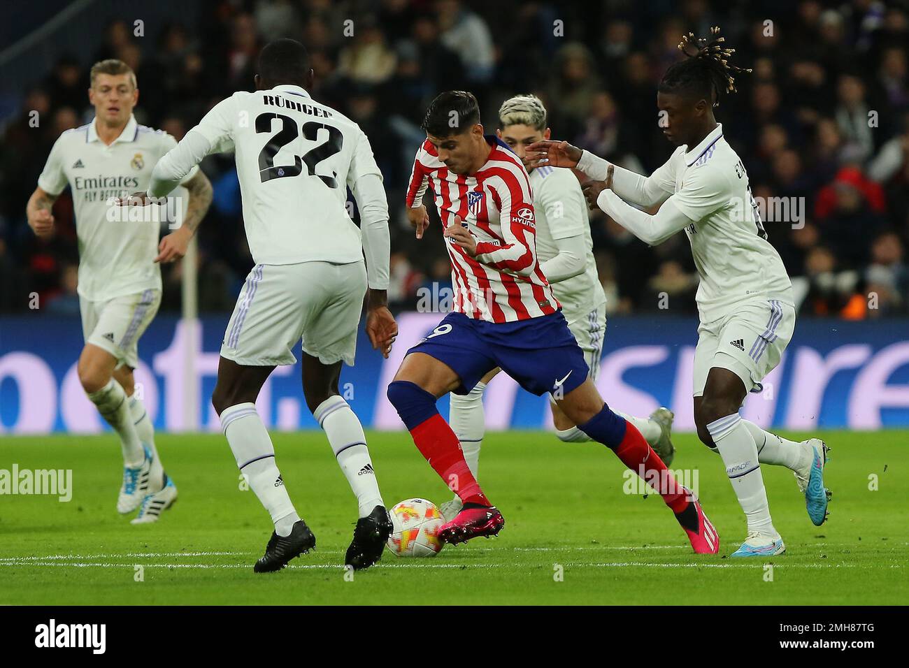 Madrid, Spain. 28th Oct, 2022. Atletico´s Morata in action during Copa del Rey Match Day 6 between Real Madrid C.F. and Atletico de Madrid at Santiago Bernabeu Stadium in Madrid, Spain, on January 27, 2023 (Photo by Edward F. Peters/Sipa USA) Credit: Sipa USA/Alamy Live News Stock Photo
