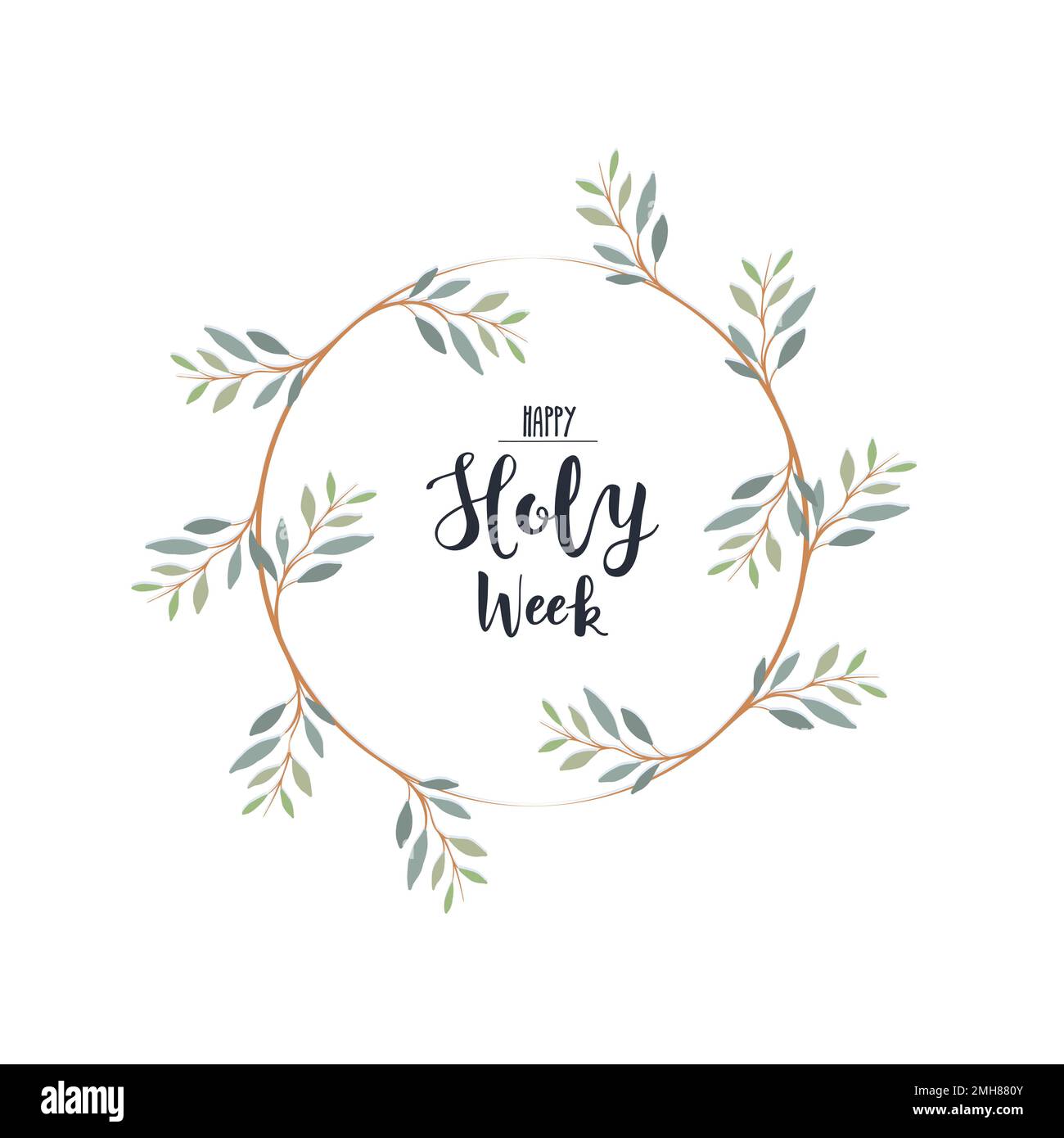 Laurel wreath with text happy Holy Week. Palm Sunday vector