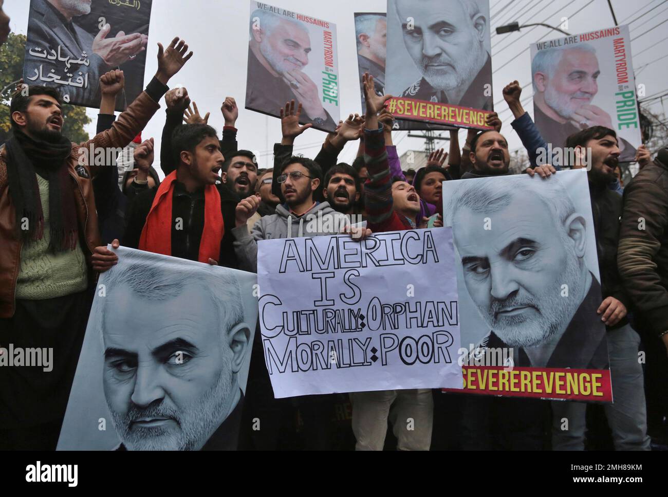 Pakistani Shiite Muslims shout slogans during a rally against the ...