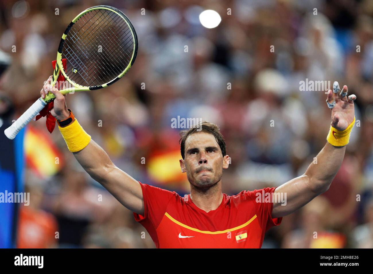 Rafael Nadal of Spain celebrates his win over Pablo Cuevas of Uruguay in  their match at the ATP Cup in Perth, Australia, Monday, Jan. 6, 2020. (AP  Photo/Trevor Collens Stock Photo - Alamy