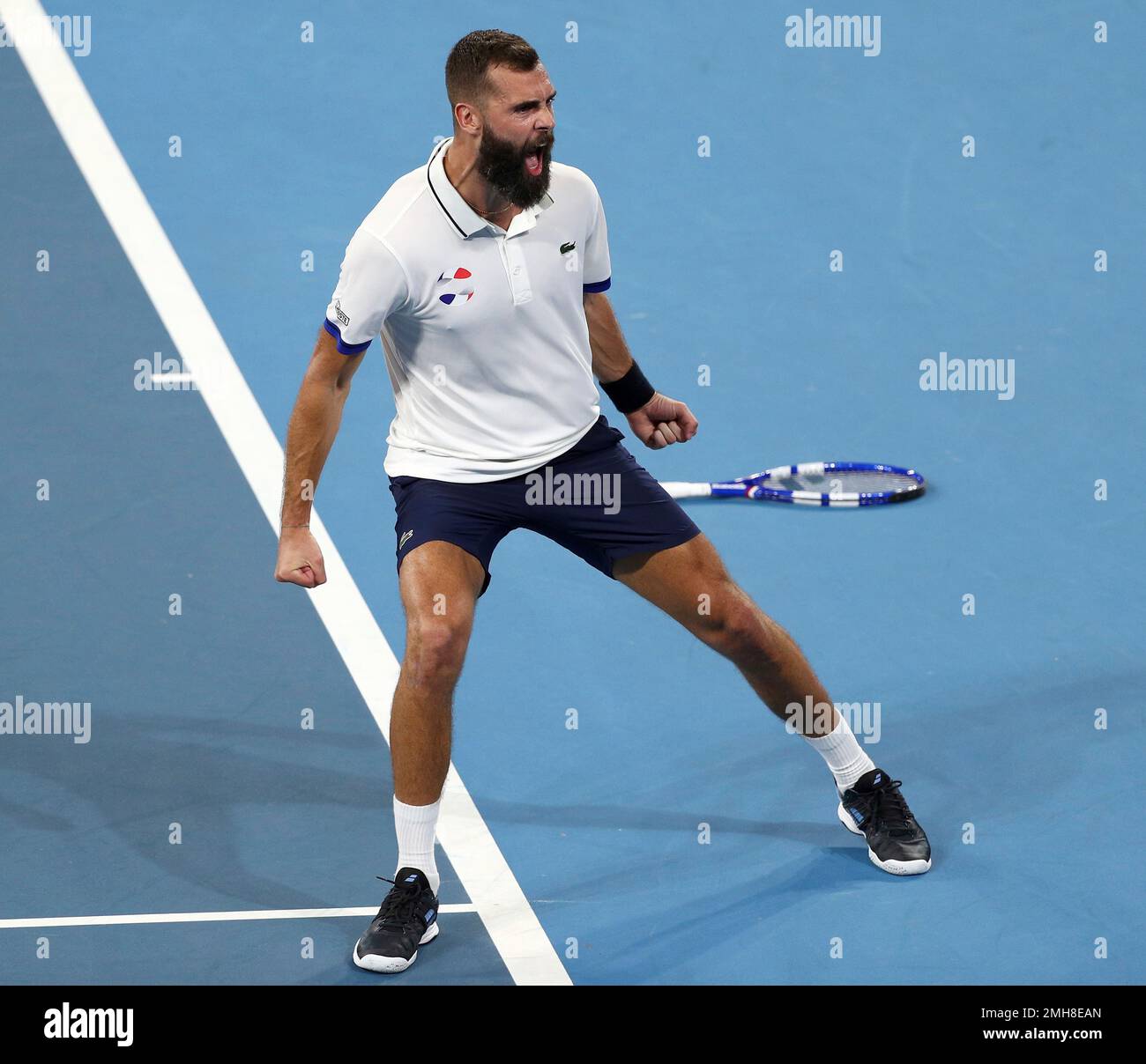 Benoit Paire of France reacts after winning his match against Dusan Lajovic of Serbia 6-2,