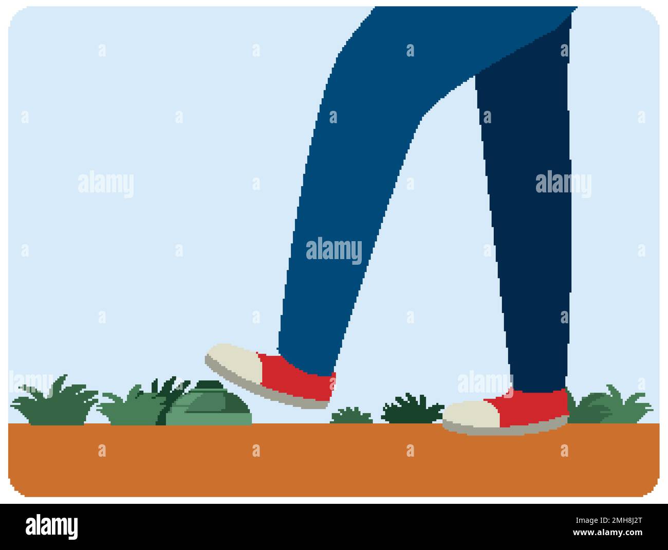A man almost step on a landmine illustration Stock Vector