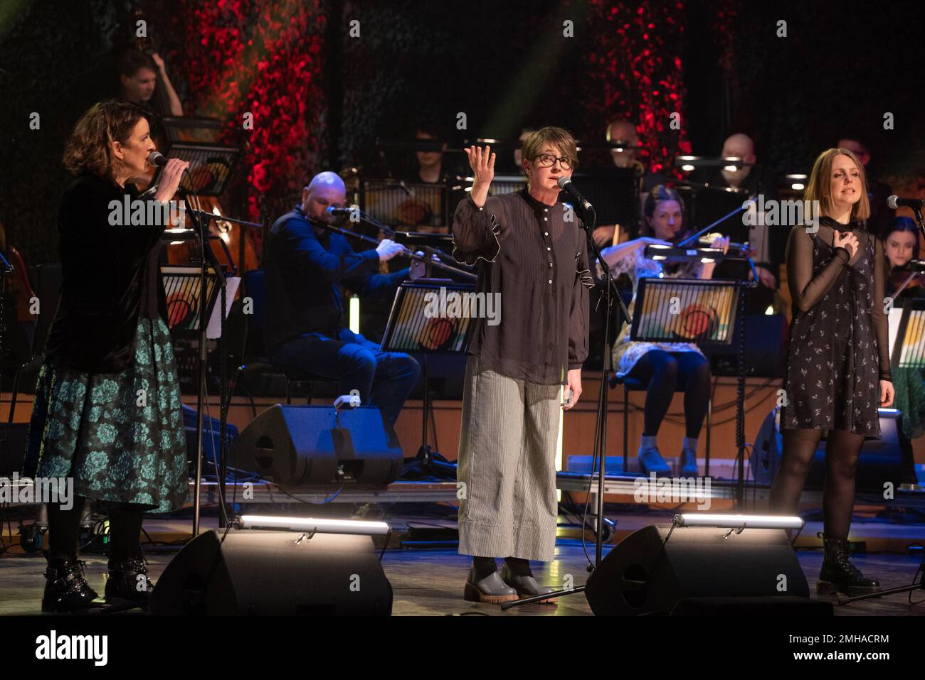 Glasgow Scotland. 19 January 2023. Karine Polwart, Scottish folk singer songwriter, performed at the Glasgow concert hall at the opening concert of Celtic Connections music festival 2023. Photo Pauline Keightley / Alamy. Stock Photo