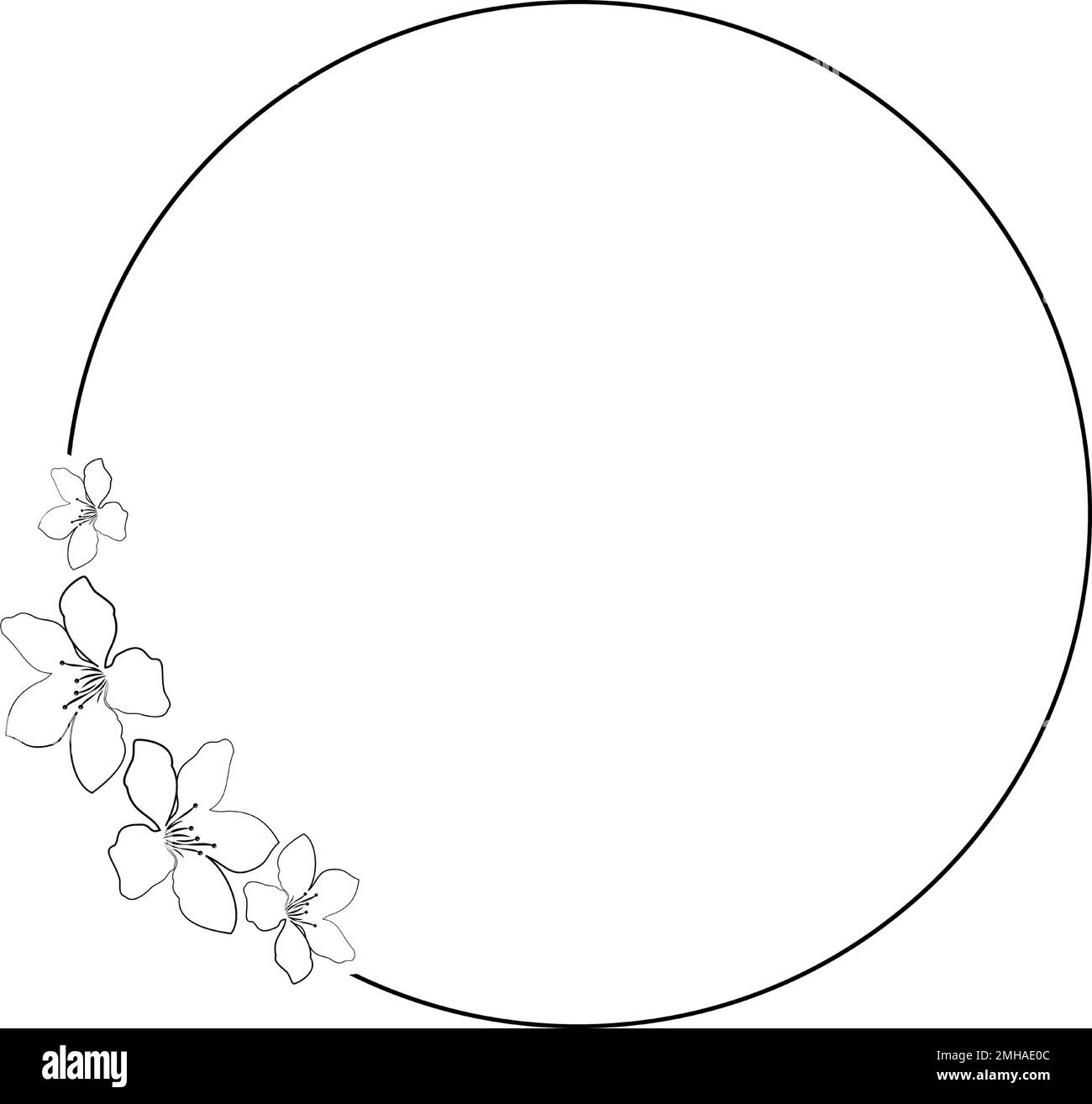 Circular frame decorated with some flowers in black Stock Photo - Alamy